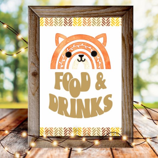 4x6 Eten & Drinken Boho Woodland Fox Verjaardag Poster