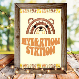 4x6 Hydraterstation Boho Woodland Beer Verjaardag Poster
