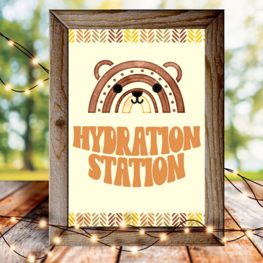 4x6 Hydraterstation Boho Woodland Beer Verjaardag Poster