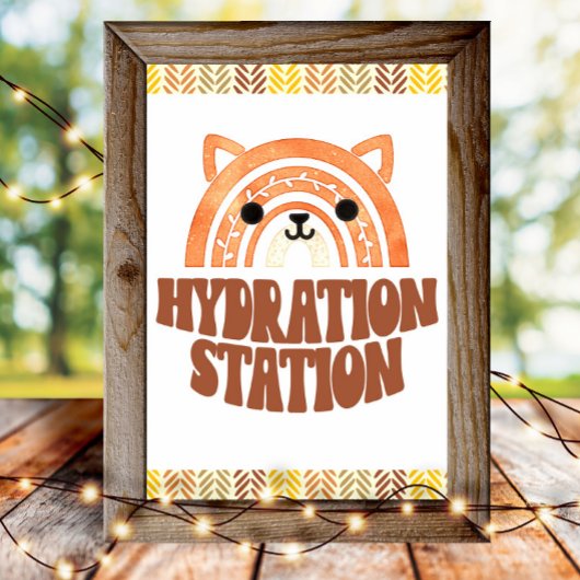 4x6 Hydration Station Boho Woodland Fox Verjaardag Poster