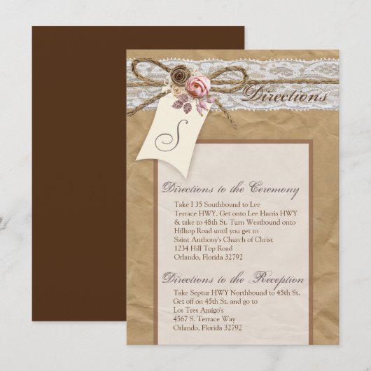 4x6 richtingen Kaart Kraft Papier Kant Twine Bow (Voorkant / Achterkant)