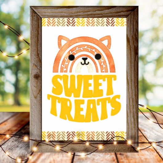 4x6 snoepjes Boho Woodland Fox Verjaardags Dessert Poster
