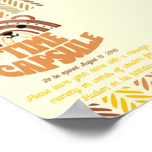 4x6 Tijdcapsule Boho Woodland Beer Verjaardag Poster (Hoek)