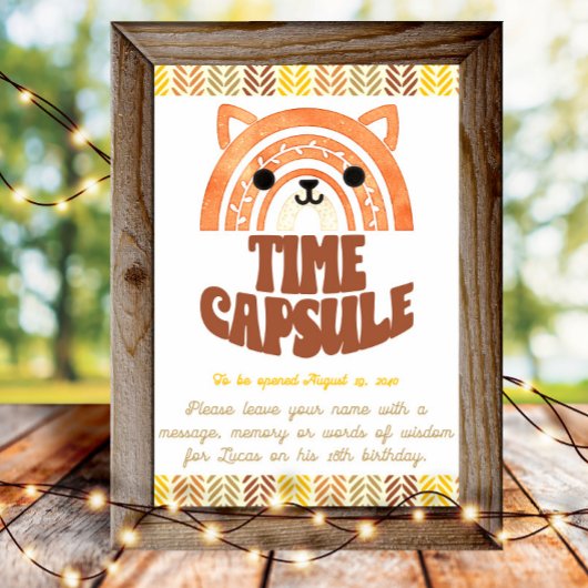 4x6 Tijdcapsule Boho Woodland Fox Verjaardag Poster