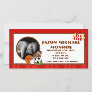 4x8 Aankondiging van geboorte van Star Red Photo A