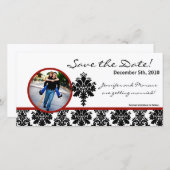 4x8 Aankondiging van verloving Zwart Rode Damast (Voorkant / Achterkant)