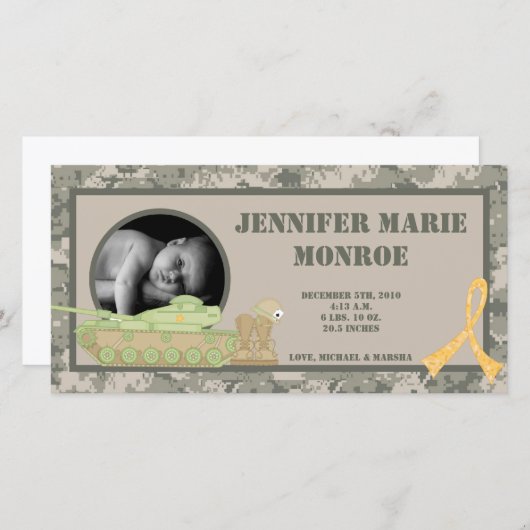 4x8 ARMY ACU Camoflauge Foto Aankondiging Geboorte (Voorkant / Achterkant)