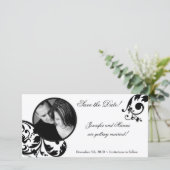 4x8 Black White Floral Verloving aankondiging (Staand voorkant)