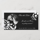 4x8 Black White Floral Verloving Aankondiging (Voorkant)