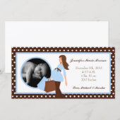 4x8 Blauwe Mod Mom Polka Foto Geboorteaankondiging Aankondiging (Voorkant / Achterkant)