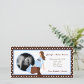 4x8 Blauwe Mod Mom Polka Foto Geboorteaankondiging Aankondiging (Staand voorkant)