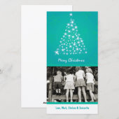 4x8 Blauwgroen Sneeuwvlok XMAS Tree FOTO Kerst Kaa Feestdagenkaart (Voorkant / Achterkant)