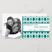4x8 Blauwgroen Witte Argyle Lijst FOTO Kerst Kaart (Voorkant / Achterkant)