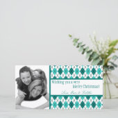 4x8 Blauwgroen Witte Argyle Lijst FOTO Kerst Kaart (Staand voorkant)