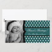 4x8 Blauwgroen Witte Polka Lijst FOTO Kerst Kaart (Voorkant / Achterkant)