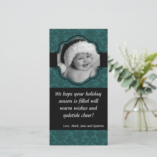 4x8 de blauwgroen Kerstkaart van de FOTO van het (Staand voorkant)