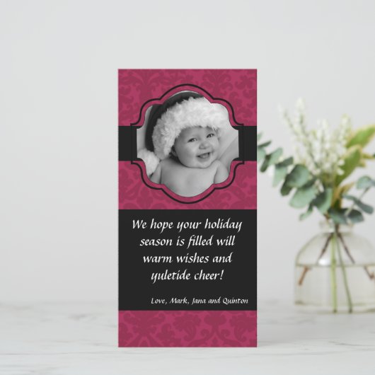 4x8 de roze Kerstkaart van de FOTO van het Lijst (Staand voorkant)