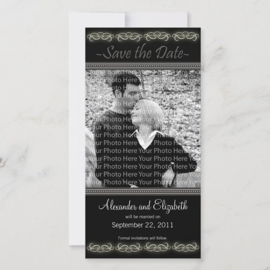 4x8" Elegant Zwart Save the Date Aankondiging (Voorkant)