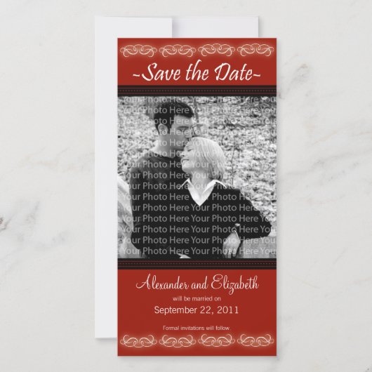 4x8" Elegante Rode Save the Date-aankondiging Date (Voorkant)