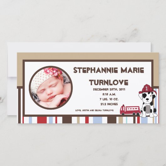4x8 Foto Geboorte Aankondiging Nojo Fire Engine (Voorkant)