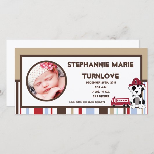 4x8 Foto Geboorte Aankondiging Nojo Fire Engine (Voorkant / Achterkant)