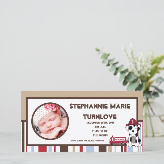 4x8 Foto Geboorte Aankondiging Nojo Fire Engine (Staand voorkant)