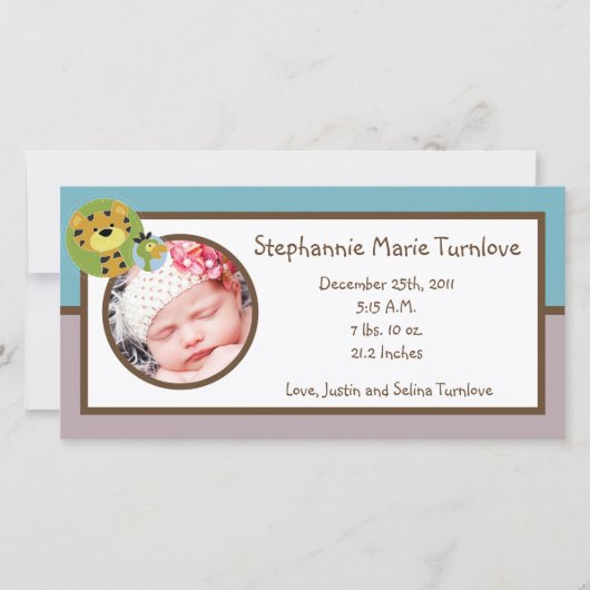 4x8 Foto Geboorteaankondiging Jungle Tales Safari Aankondiging (Voorkant)