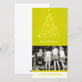 4x8 Gele Sneeuwvlok Kerstboom FOTO Kerstkaart (Voorkant / Achterkant)