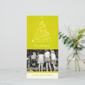 4x8 Gele Sneeuwvlok Kerstboom FOTO Kerstkaart (Staand voorkant)