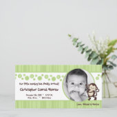 4x8 Green Pop Monkey Neut Foto Aankondiging Geboor (Staand voorkant)