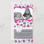 4x8 Grijs Roze Cheetah FOTO Kerst Kaart (Voorkant)