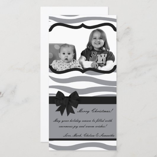 4x8 Grijs Zwart Zebra Prin FOTO Kerst Kaart (Voorkant / Achterkant)