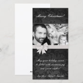 4x8 Grijze Gre Bloemen Bow Ribbo FOTO Kerst Kaart (Voorkant / Achterkant)