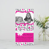 4x8 Grijze Roze Cheetah FOTO Kerstkaart (Staand voorkant)