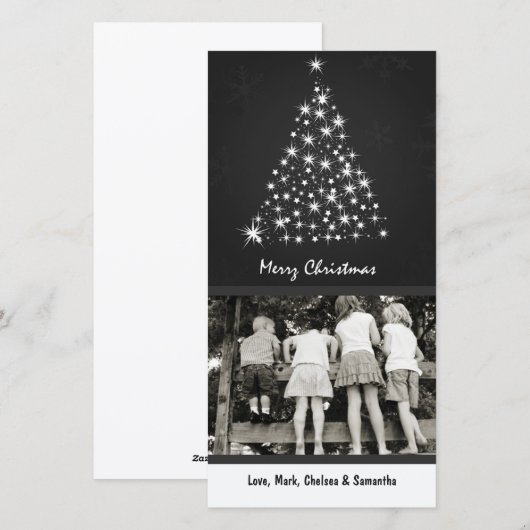 4x8 Grijze Sneeuwvlok XMAS Boom FOTO Kerst Kaart (Voorkant / Achterkant)