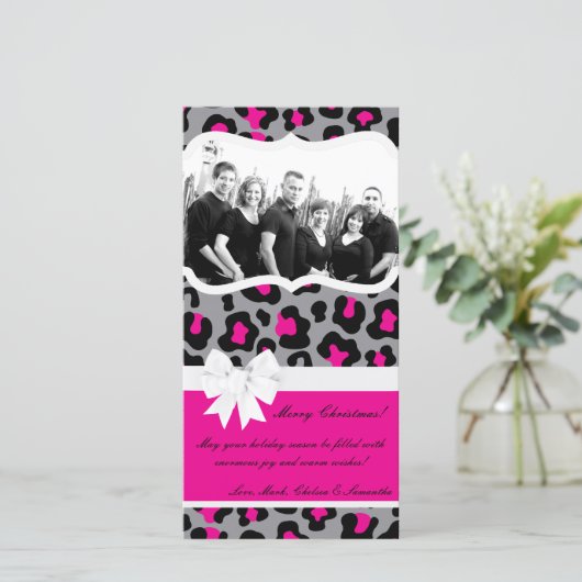 4x8 Grijze Zwarte Luipaard FOTO Kerstkaart (Staand voorkant)