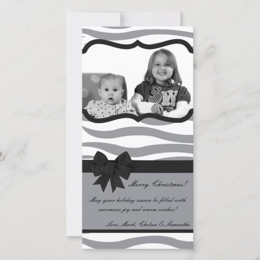 4x8 Grijze Zwarte Zebra Print PHOTO Kerstkaart (Voorkant)