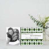 4x8 Groen Wit Argyle Lijst FOTO Kerst Kaart (Staand voorkant)