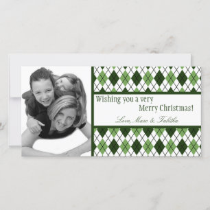 4x8 Groen Wit Argyle Lijst FOTO Kerst Kaart