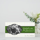 4x8 Groen Wit Gestreept Frame FOTO Kerstkaart (Staand voorkant)