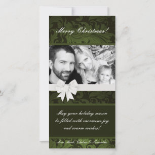4x8 Groene Bloemboog Lint Foto Kerstkaart