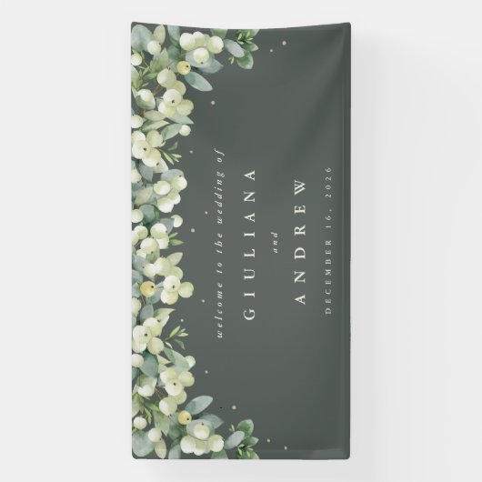 4'x8' Groene Snowberry + Eucalyptus Bruiloft Welko Spandoek (Verticaal)