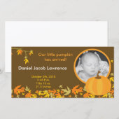 4x8 Herfst pompoenbladeren FOTO Geboorteaankondigi Aankondiging (Voorkant / Achterkant)