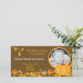 4x8 Herfst pompoenbladeren FOTO Geboorteaankondigi Aankondiging (Staand voorkant)