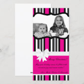 4x8 hete roze zwart gestreepte FOTO kerstkaart (Voorkant / Achterkant)