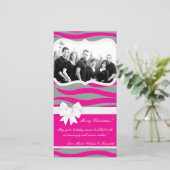 4x8 Hot Roze Grijs Zebra Prin FOTO Kerst Kaart (Staand voorkant)