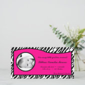 4x8 Hot Roze Zebraprint Foto Geboorteaankondiging Aankondiging (Staand voorkant)