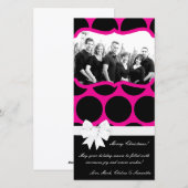 4x8 Hot Roze Zwart Palka Dot FOTO Kerst Kaart (Voorkant / Achterkant)