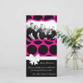 4x8 Hot Roze Zwart Palka Dot FOTO Kerst Kaart (Staand voorkant)
