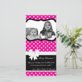 4x8 Hot Roze Zwart Palka Dot FOTO Kerst Kaart (Staand voorkant)